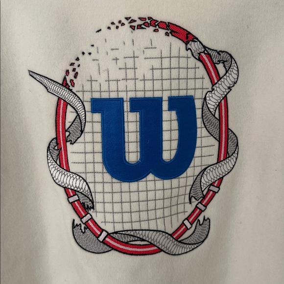 Wilson Varsity Jacket Cream Blue Red White USA Made Mens Size Medium - Picture 6 of 10